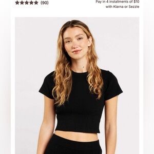 Nuuds ribbed sweater baby tee and wide leg pants